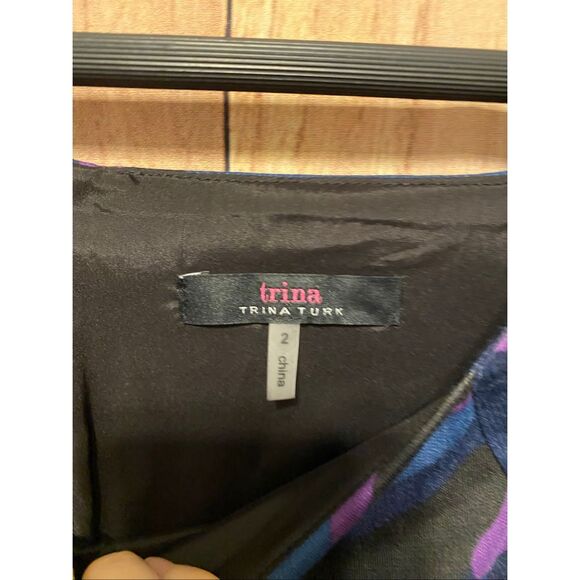 Trina Turk size 2 Miley Garden Bell Sleeve Sheath Dress purple blue - Picture 6 of 10